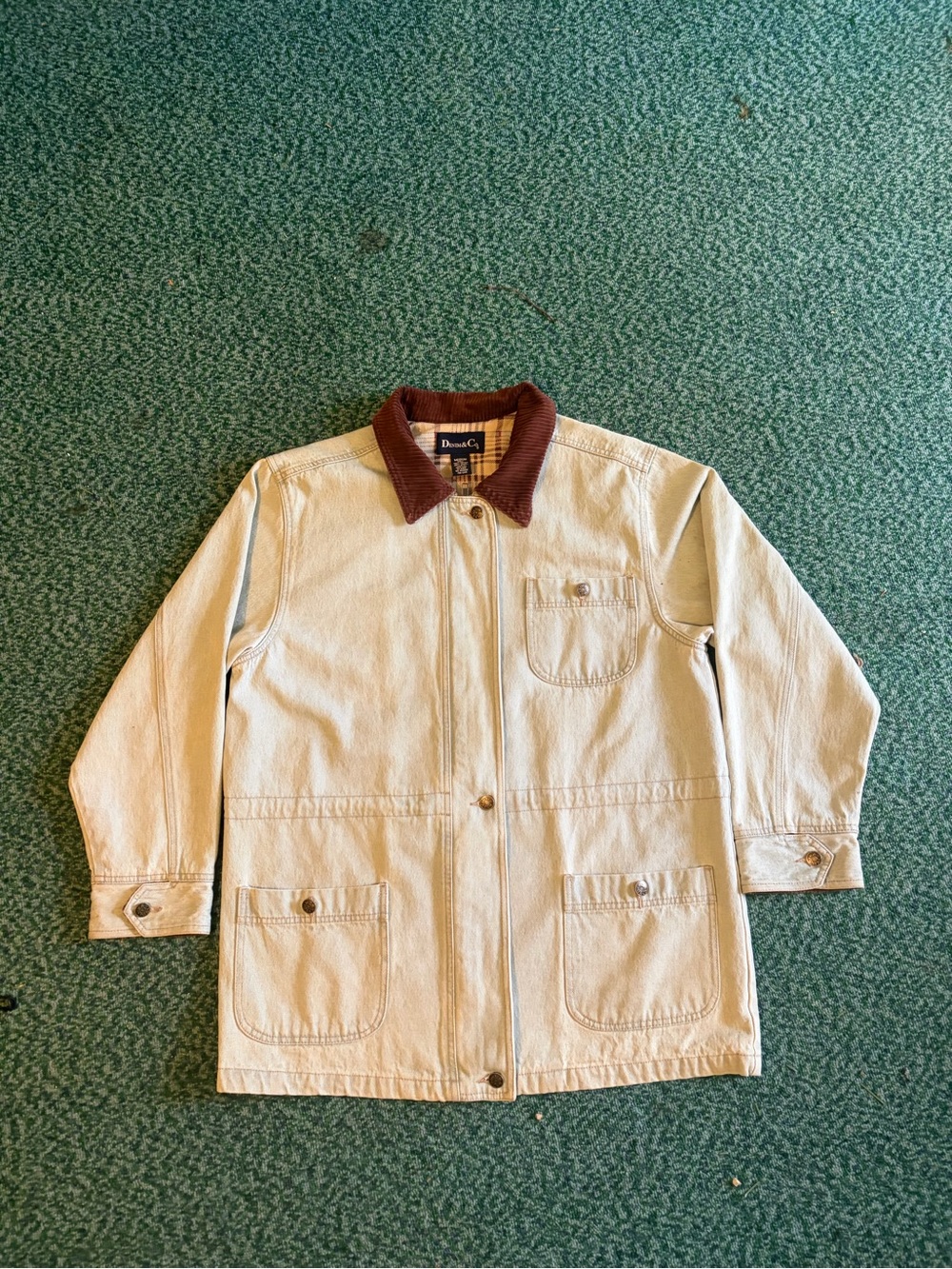 Denim&Co Brown Corduroy Collar Canvas Jacket